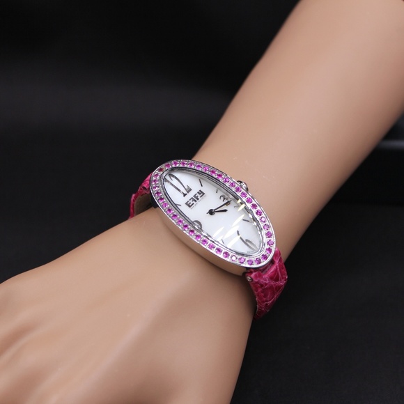 Pink Sapphire Diamond 1.90 Tcw Unisex Luxury Watch